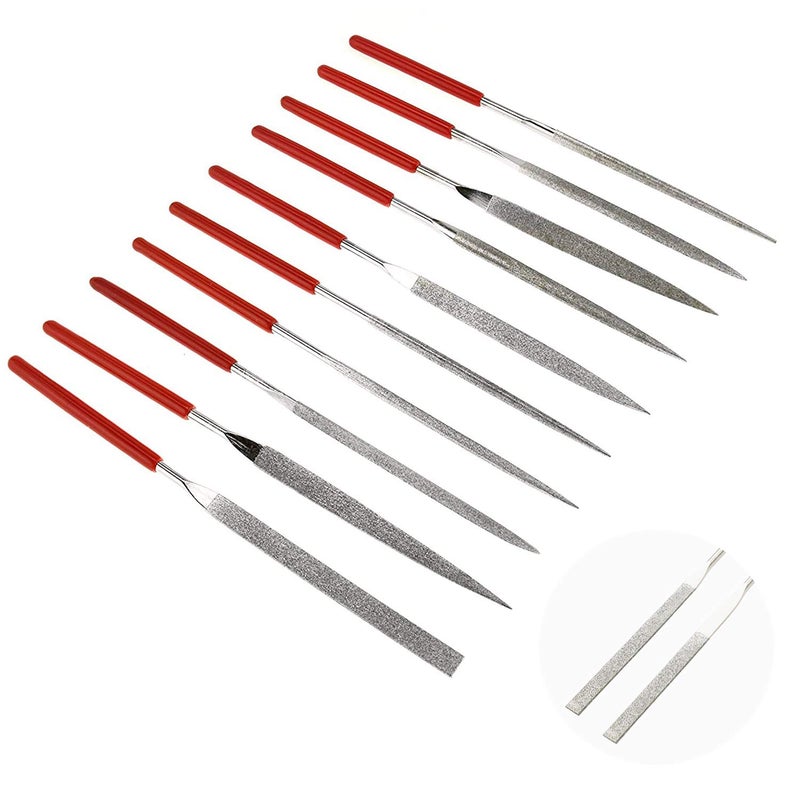 KALIM 10pc Mini Diamond Needle File Set - 6 Inch Total Length, 150 Grit Diamond File (Usable Length: 2-3/4 Inch) - Image 1